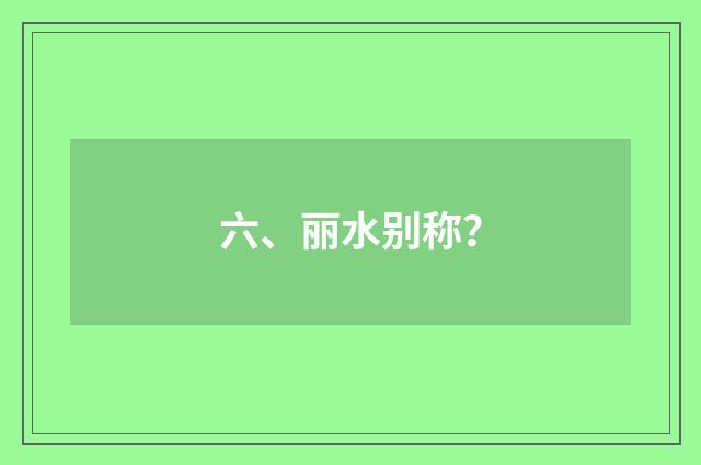 六、丽水别称?