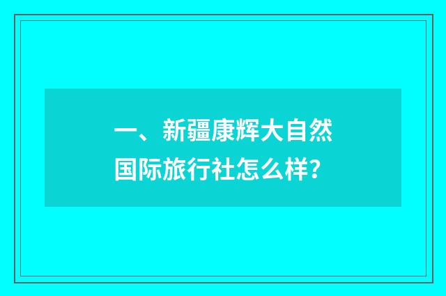 一、新疆康辉大自然国际旅行社怎么样？