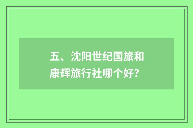 五、沈阳世纪国旅和康辉旅行社哪个好？