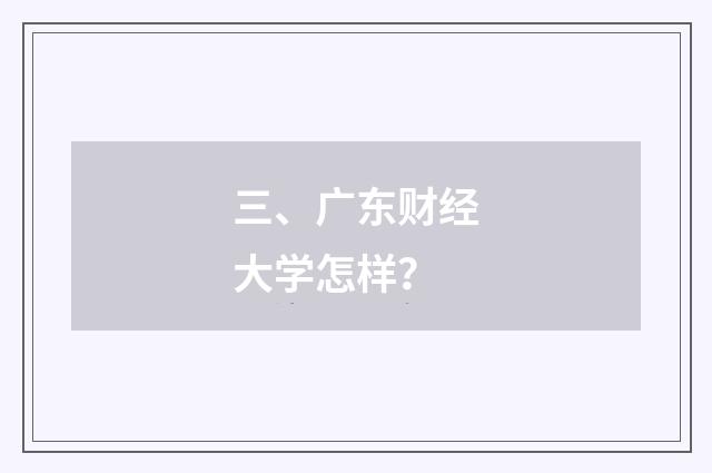 三、广东财经大学怎样？