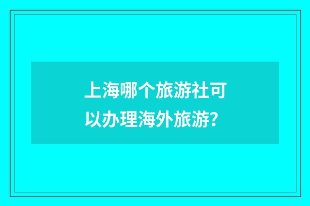 上海哪个旅游社可以办理海外旅游?