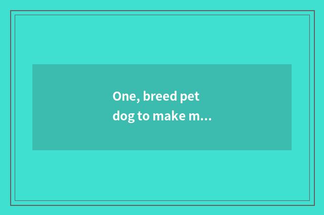One, breed pet dog to make money?