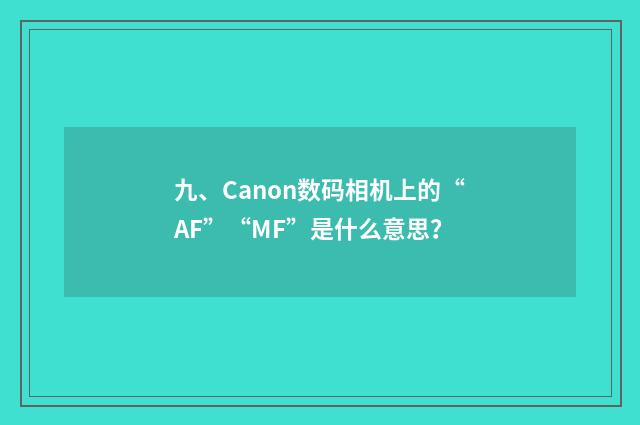 九、Canon数码相机上的“AF”“MF”是什么意思？