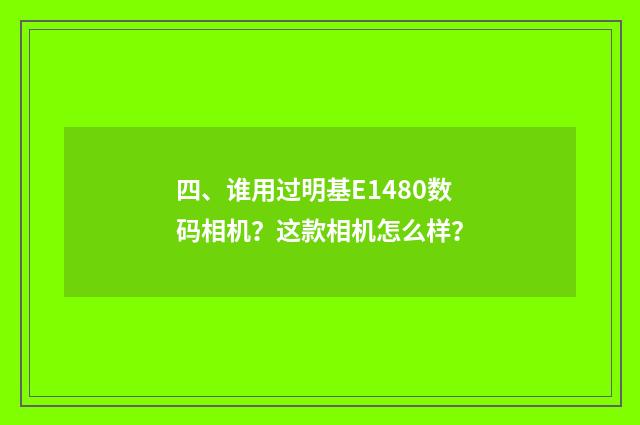 四、谁用过明基E1480数码相机?这款相机怎么样?
