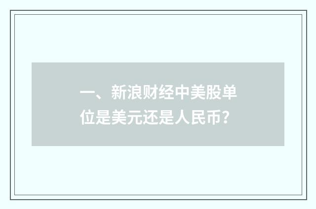 一、新浪财经中美股单位是美元还是人民币？