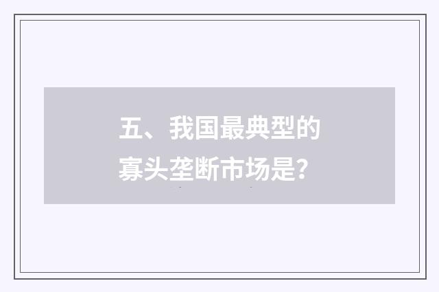 五、我国最典型的寡头垄断市场是？