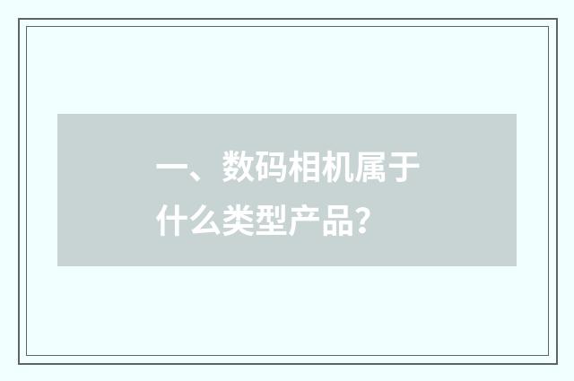一、数码相机属于什么类型产品？