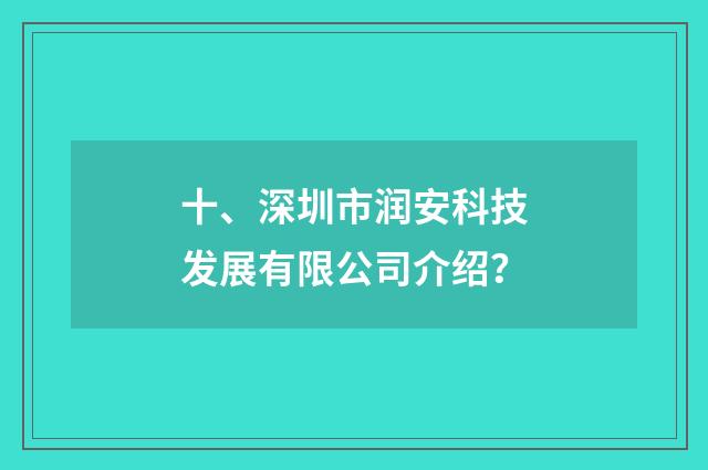 十、深圳市润安科技发展有限公司介绍？