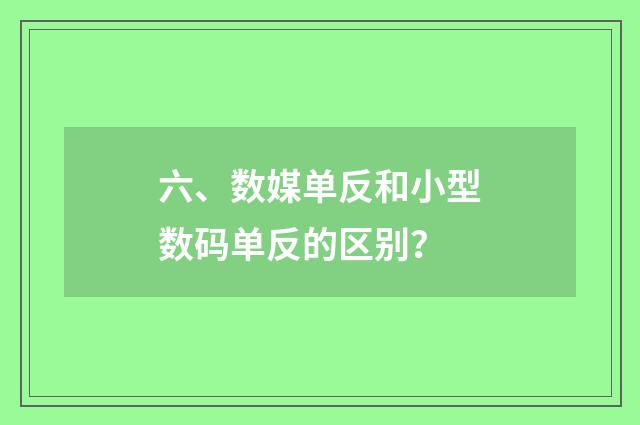 六、数媒单反和小型数码单反的区别?