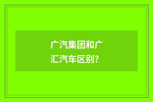 广汽集团和广汇汽车区别?