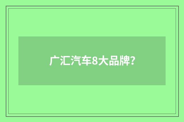 广汇汽车8大品牌?