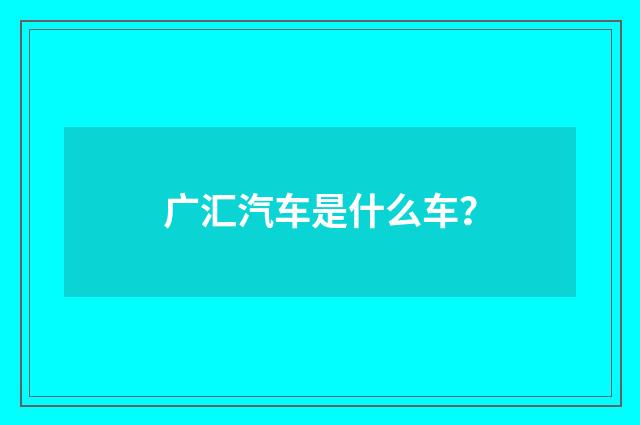 广汇汽车是什么车?