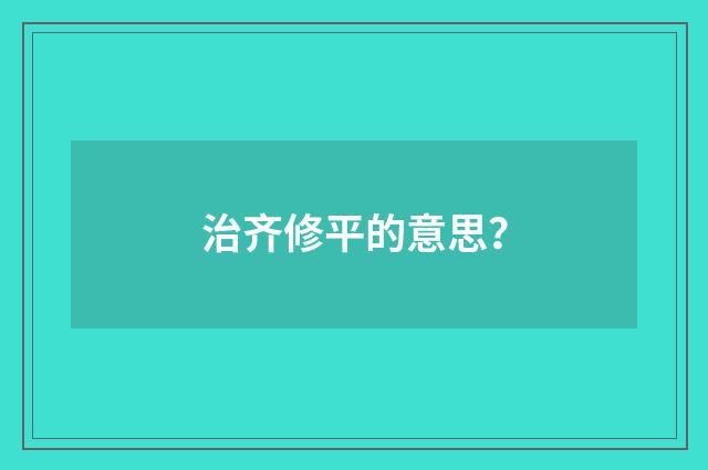 治齐修平的意思?