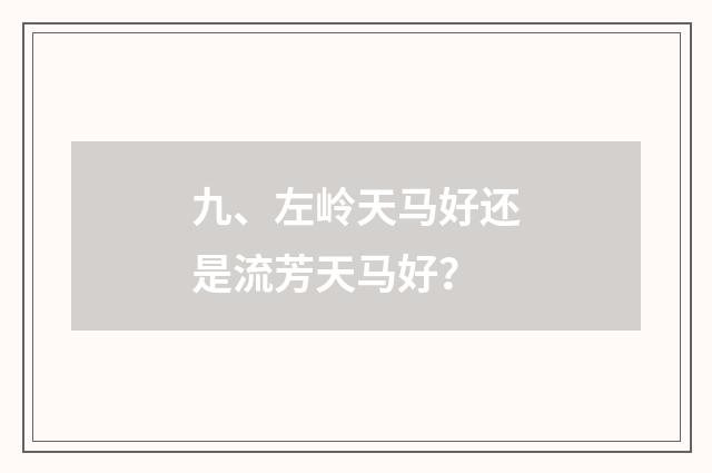 九、左岭天马好还是流芳天马好？