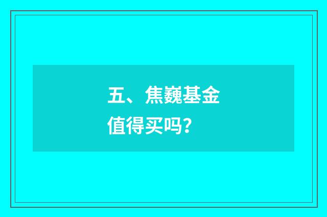 五、焦巍基金值得买吗？