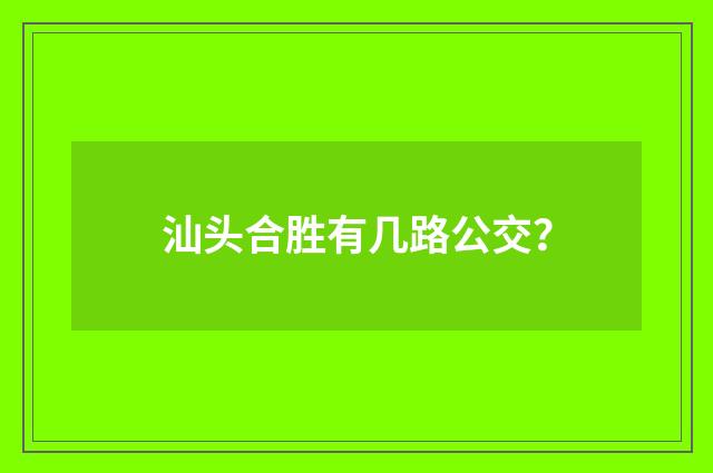 汕头合胜有几路公交？