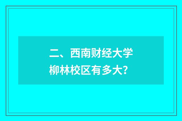 二、西南财经大学柳林校区有多大？