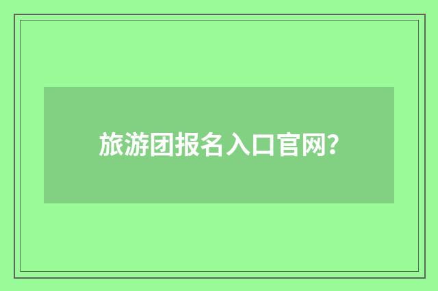 旅游团报名入口官网？
