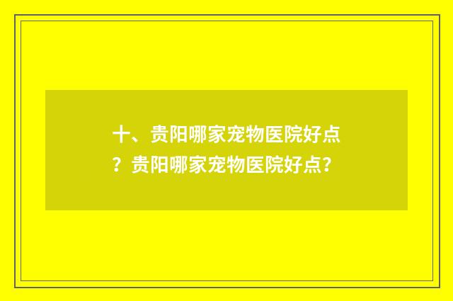 十、贵阳哪家宠物医院好点？贵阳哪家宠物医院好点？