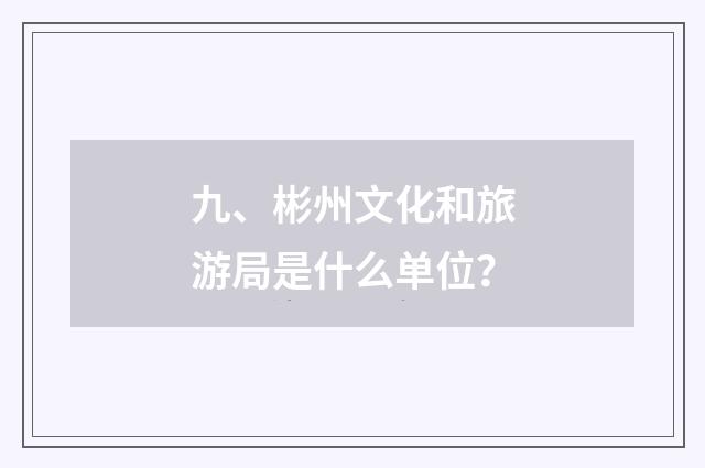 九、彬州文化和旅游局是什么单位？