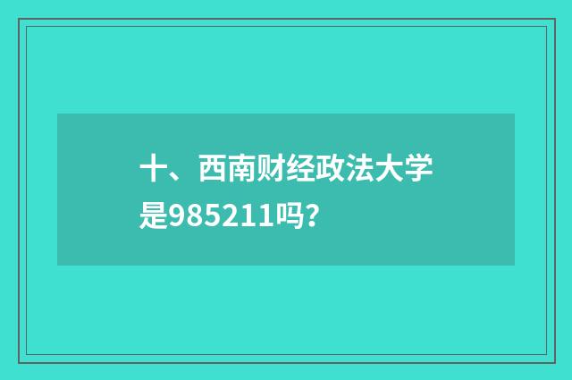 十、西南财经政法大学是985211吗？