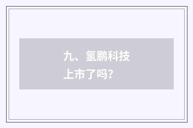 九、氢鹏科技上市了吗？
