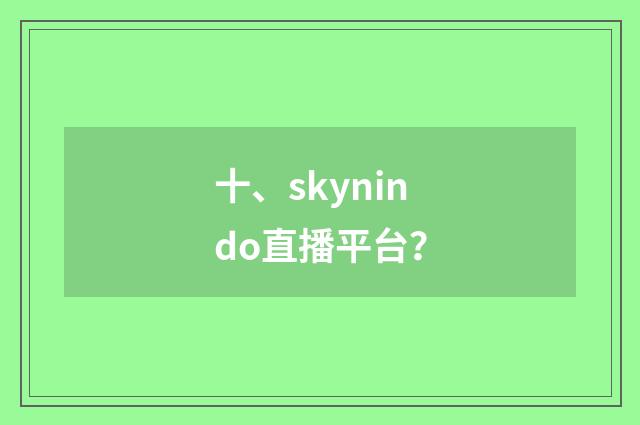 十、skynindo直播平台？