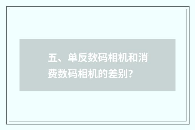 五、单反数码相机和消费数码相机的差别？