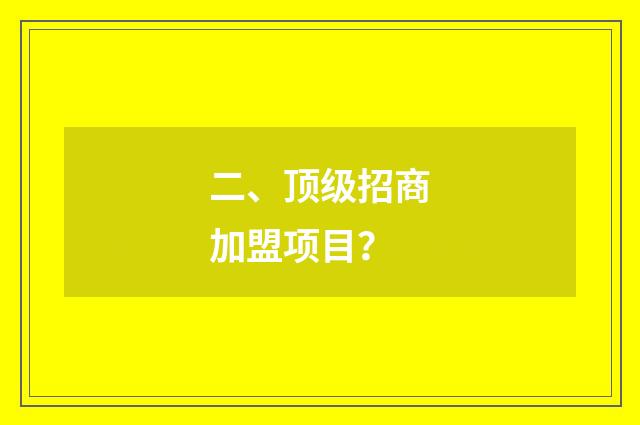 二、顶级招商加盟项目？