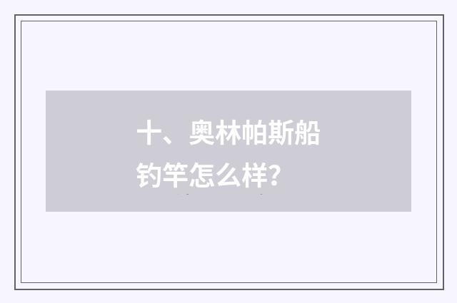 十、奥林帕斯船钓竿怎么样？