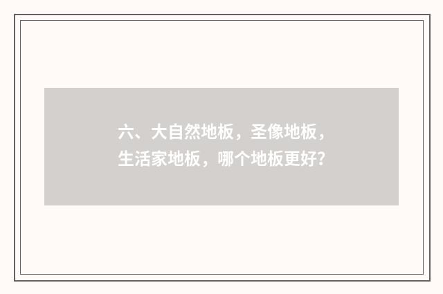 六、大自然地板,圣像地板,生活家地板,哪个地板更好?