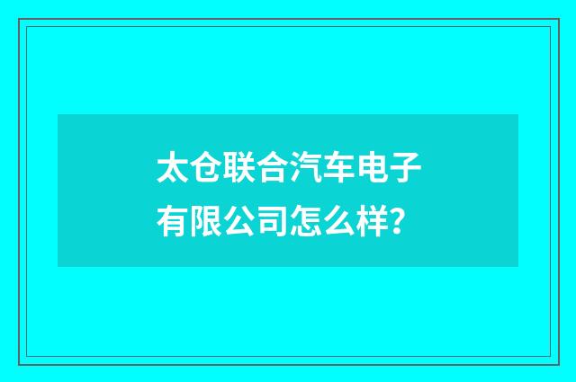 太仓联合汽车电子有限公司怎么样？