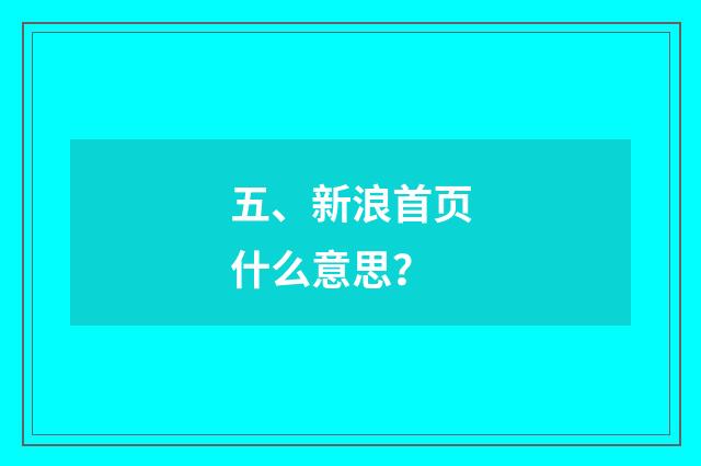 五、新浪首页什么意思？