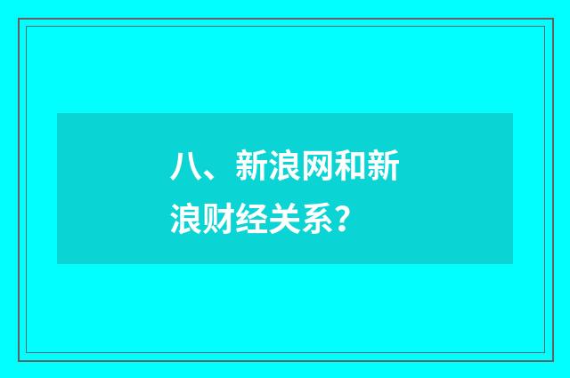 八、新浪网和新浪财经关系？
