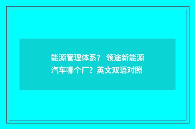 能源管理体系？ 领途新能源汽车哪个厂？英文双语对照
