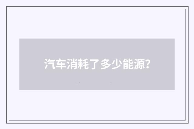 汽车消耗了多少能源？