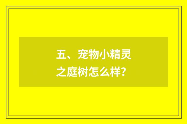 五、宠物小精灵之庭树怎么样？