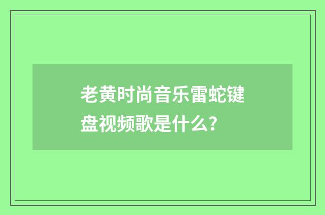 老黄时尚音乐雷蛇键盘视频歌是什么？