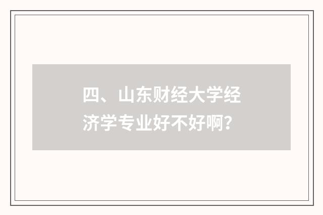 四、山东财经大学经济学专业好不好啊?