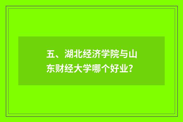 五、湖北经济学院与山东财经大学哪个好业?
