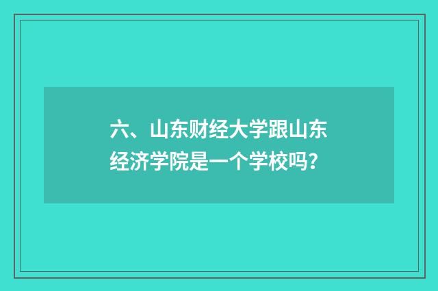 六、山东财经大学跟山东经济学院是一个学校吗？