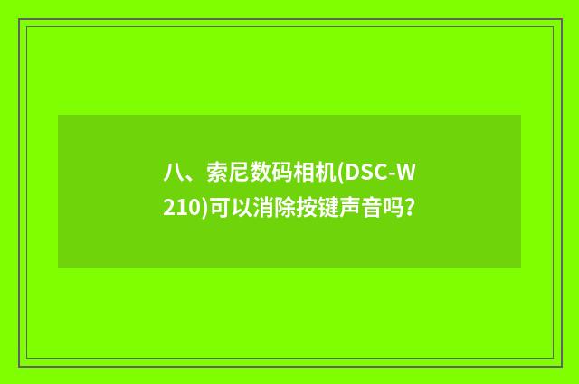 八、索尼数码相机(DSC-W210)可以消除按键声音吗?