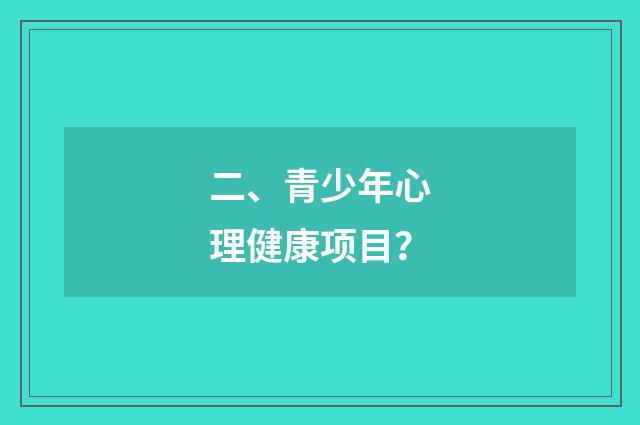 二、青少年心理健康项目？