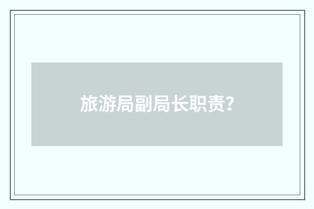 旅游局副局长职责？