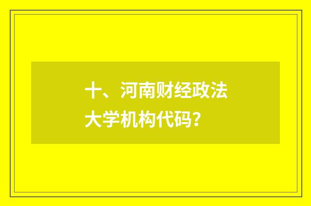 十、河南财经政法大学机构代码？