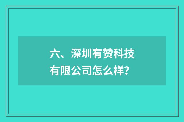 六、深圳有赞科技有限公司怎么样?