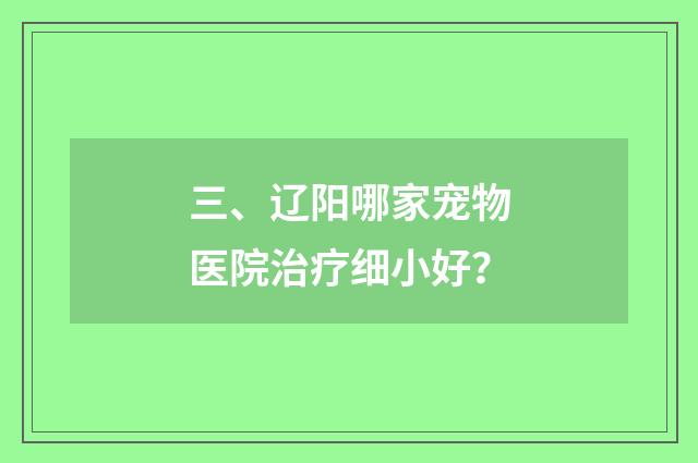 三、辽阳哪家宠物医院治疗细小好？