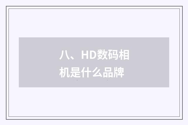 八、HD数码相机是什么品牌