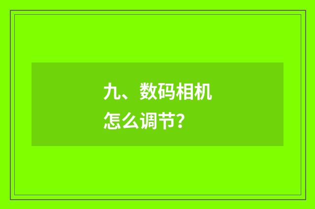 九、数码相机怎么调节？