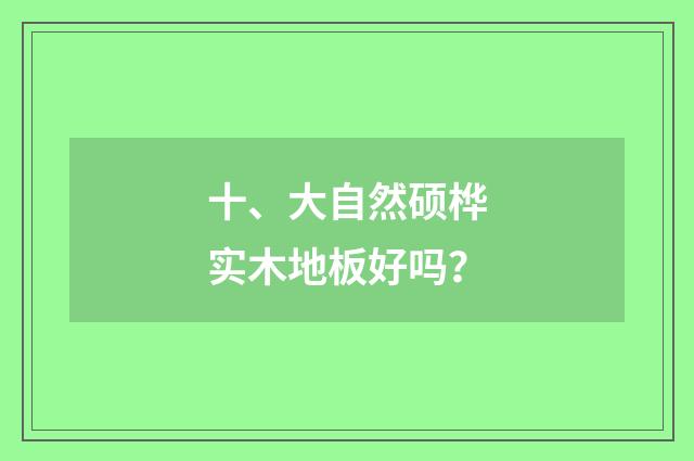十、大自然硕桦实木地板好吗?